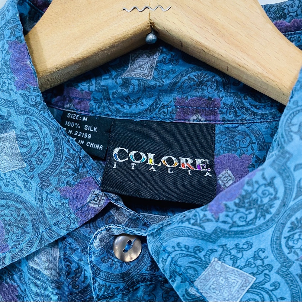 Vintage Lightweight Silk Patterned Button Shirt - image 3